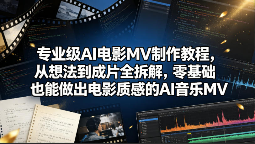 专业级AI电影MV制作教程，从想法到成片全拆解，零基础也能做出电影质感的AI音乐MV-钱途社