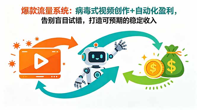 爆款流量系统：病毒式视频创作+自动化盈利，告别盲目试错，打造可预期的稳定收入-钱途社