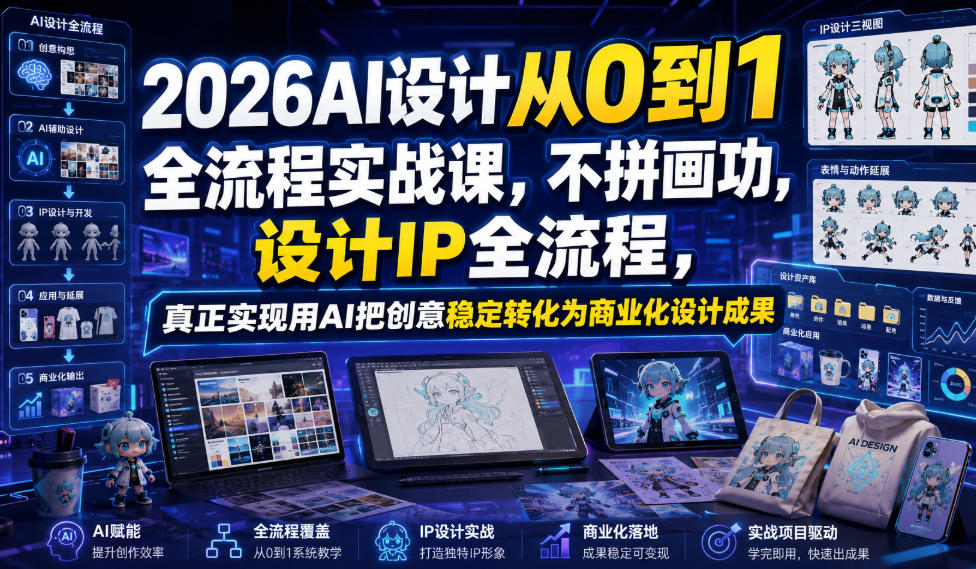 2026AI设计从0到1全流程实战课，不拼画功，设计IP全流程，真正实现用AI把创意稳定转化为商业化设计成果-钱途社
