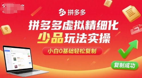 拼多多虚拟精细化少品玩法实操，小白0基础轻松复制-钱途社