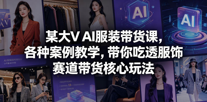 某大V AI服装带货课，各种案例教学，带你吃透服饰赛道带货核心玩法-钱途社