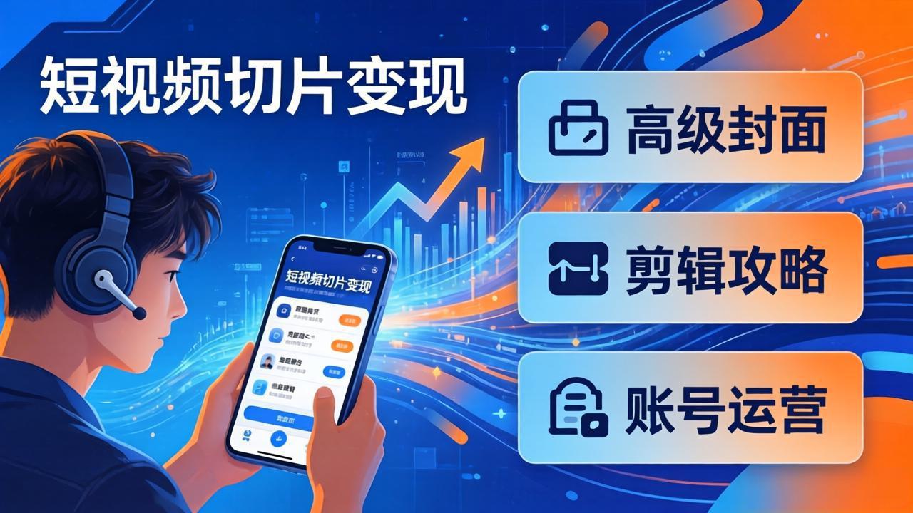 短视频切片变现速成班2.0：高级封面+剪辑攻略+账号运营，0基础小白快速入局副业-钱途社