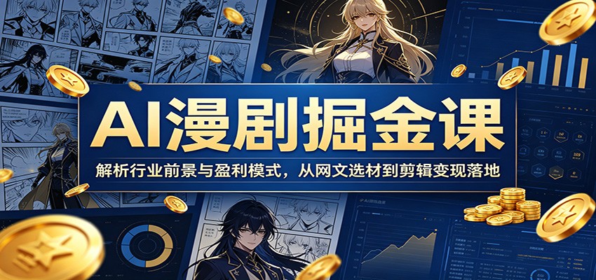 AI漫剧掘金课：解析行业前景与盈利模式，从网文选材到剪辑变现落地-钱途社