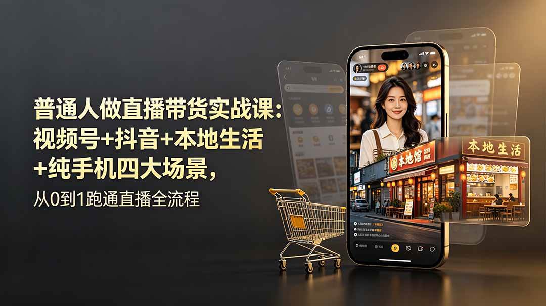 （19111期）普通人做直播带货实战课：视频号+抖音+本地生活+纯手机四大场景，从0到1跑通直播全流程-钱途社