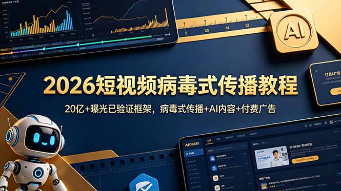 2026短视频病毒式传播教程：20亿+曝光已验证框架，病毒式传播+AI内容+付费广告-钱途社