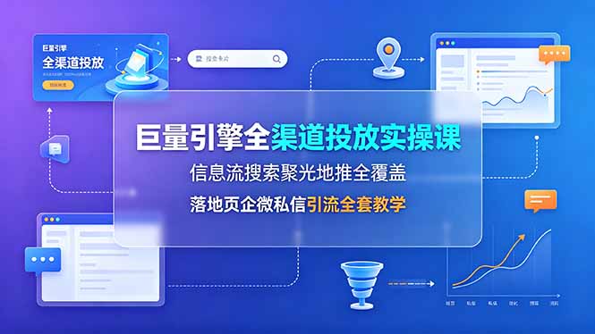 巨量引擎全渠道投放实操课，信息流搜索聚光地推全覆盖，落地页企微私信引流全套教学-钱途社