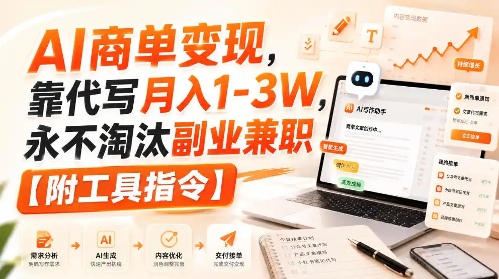 AI商单变现，靠代写月入1-3W，永不淘汰副业兼职【附工具指令】【揭秘】-钱途社
