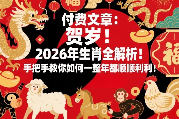 付费文章:贺岁!2026年生肖全解析!手把手教你如何一整年都顺顺利利!-钱途社