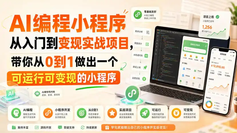 AI编程小程序从入门到变现实战项目，带你从0到1做出一个可运行可变现的小程序-钱途社