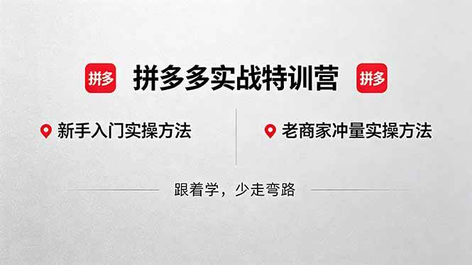 （18468期）拼多多实战特训营(更新5月15)：不管是新手入门或老商家冲量，都有实操方法，跟着学，少走弯路-钱途社