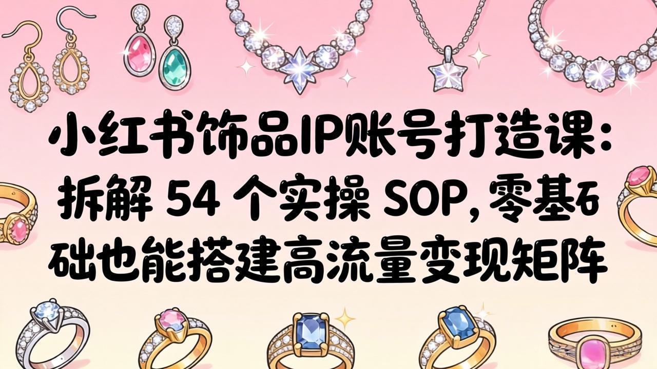 小红书饰品IP账号打造课：拆解 54 个实操 SOP，零基础也能搭建高流量变现矩阵-钱途社