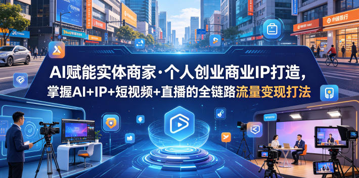 AI赋能实体商家·个人创业商业IP打造，掌握AI+IP+短视频+直播的全链路流量变现打法-钱途社