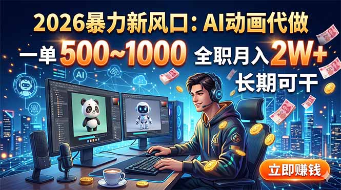 2026暴力新风口：AI动画代做，一单500~1000，全职月入2W+，长期可干-钱途社