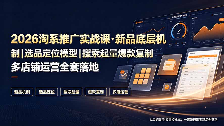 2026淘系推广实战课·新品底层机制｜选品定位模型｜搜索起量爆款复制多店铺运营全套落地教程-钱途社