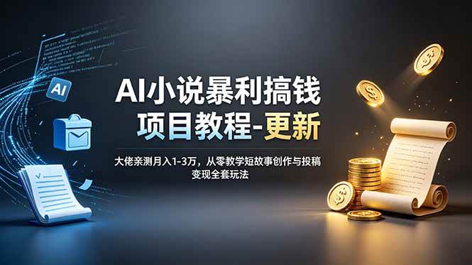 （19030期）AI小说暴利搞钱项目教程-更新，大佬亲测月入1-3万，从零教学短故事创作与投稿变现全套玩法-钱途社
