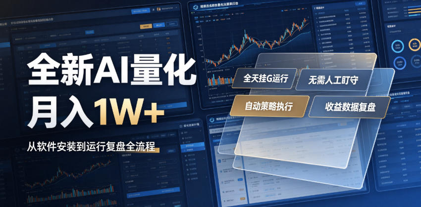 全新AI量化月入1W+，一台电脑全天挂G运行，不用盯不用操作，懒人专属副业！【揭秘】-钱途社