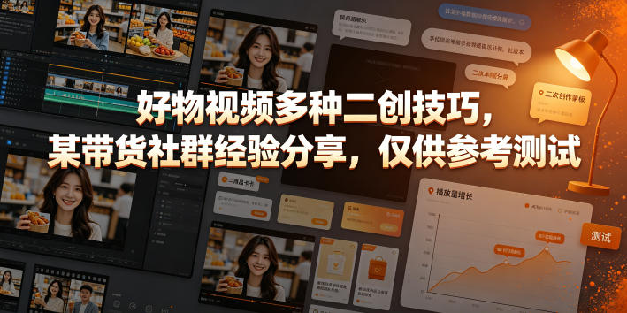 好物视频多种二创技巧，某带货社群经验分享，仅供参考测试-钱途社