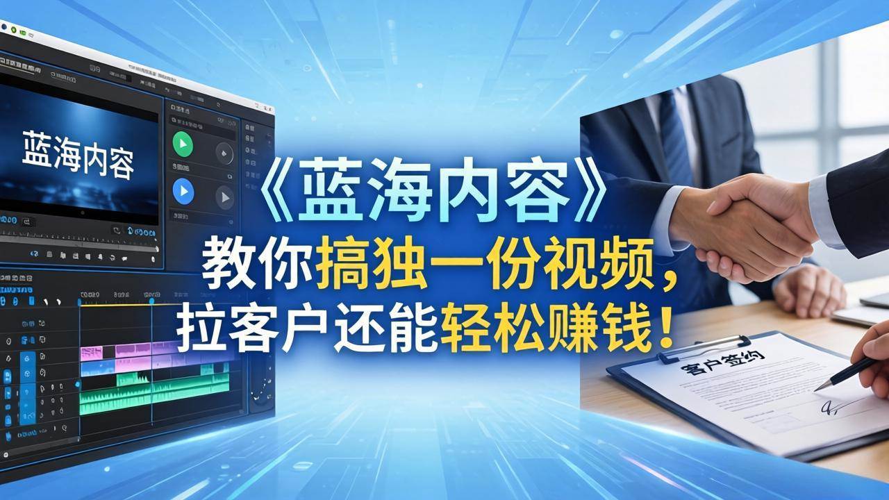 （18301期）做视频卷不动了？《蓝海内容》教你搞独一份视频，拉客户还能轻松赚钱！-钱途社