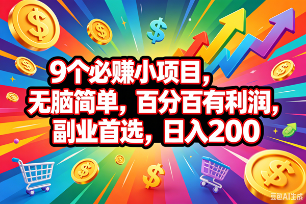 （18623期）9个必赚钱的小项目，百分百会赚米，无脑简单，副业首选，日入200+-钱途社