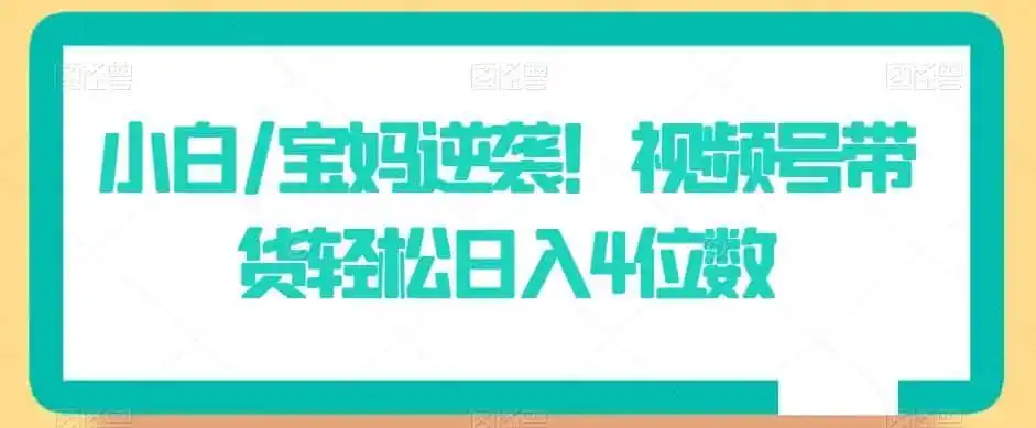 小白/宝妈逆袭！视频号带货轻松日入4位数【揭秘】-钱途社