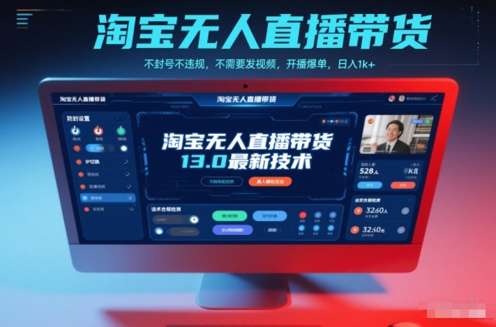 淘宝无人直播带货13.0最新技术，不封号不违规，不需要发视频，开播爆单，日入1k+【揭秘】-钱途社