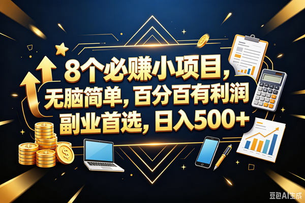 （18530期）9个必赚钱的小项目，百分百赚米，无脑简单，副业首选，日入399+-钱途社