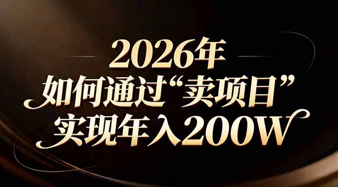 站在2026年的十字路口：一个普通人如何通过卖项目实现年入200万-钱途社