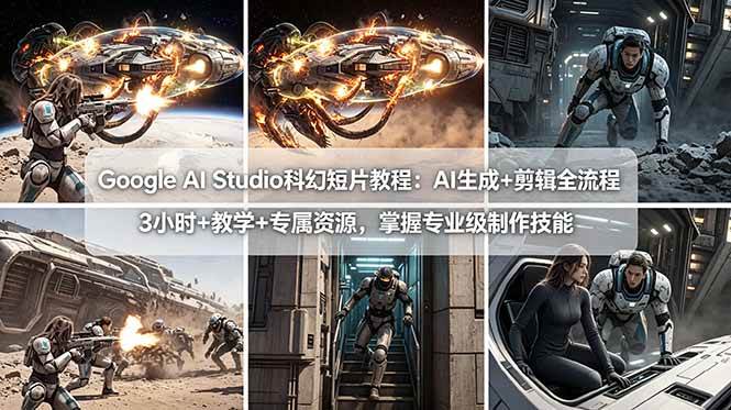 （18173期）Google AI Studio科幻短片教程：AI生成+剪辑全流程，3小时+教学+专属资源，掌握专业级制作技能-钱途社
