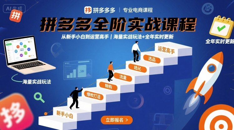 拼多多全阶实战课程，从新手小白到运营高手，海量实战玩法+全年实时更新【2025年9月更新】-钱途社