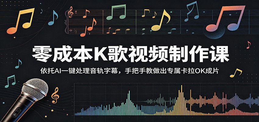 零成本K歌视频制作课：依托AI一键处理音轨字幕，手把手教做出专属卡拉OK成片-钱途社