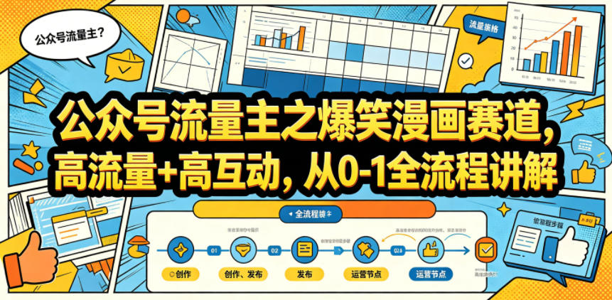 公众号流量主之爆笑漫画赛道，高流量+高互动，从0-1全流程讲解-钱途社