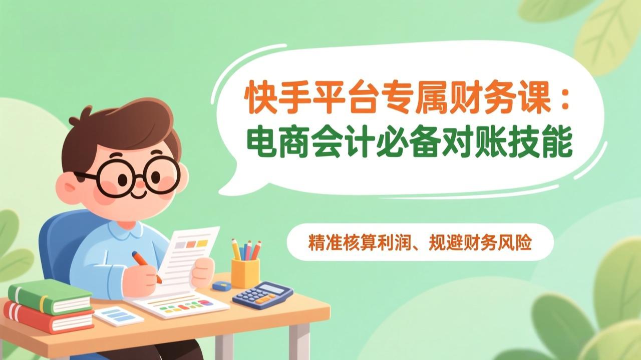 快手平台专属财务课：电商会计必备对账技能，精准核算利润、规避财务风险-钱途社