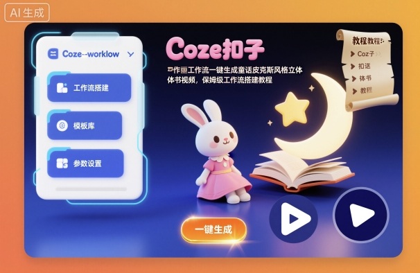 Coze扣子工作流一键生成童话皮克斯风格立体书视频，保姆级工作流搭建教程-钱途社