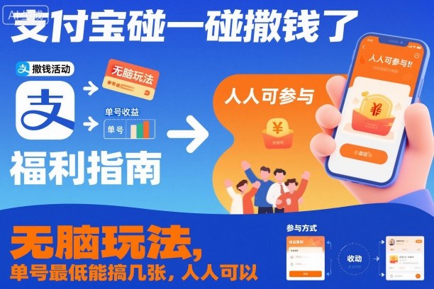 支付宝碰一碰撒钱了，无脑玩法，单号最低能搞几张，人人可以撸【揭秘】-钱途社