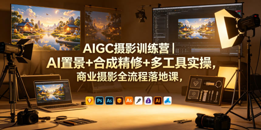 AIGC摄影训练营｜AI置景+合成精修+多工具实操，商业摄影全流程落地课-钱途社