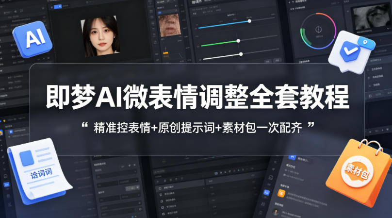 即梦AI微表情调整全套教程，精准控表情+原创提示词+素材包一次配齐-钱途社