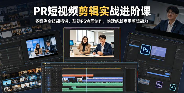 PR短视频剪辑实战进阶课，多案例全技能精讲，联动PS协同创作，快速练就商用剪辑能力-钱途社