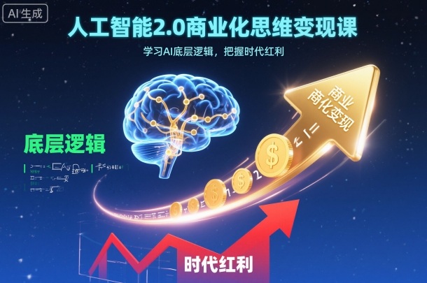 人工智能2.0商业化思维变现课，学习AI底层逻辑，把握时代红利-钱途社