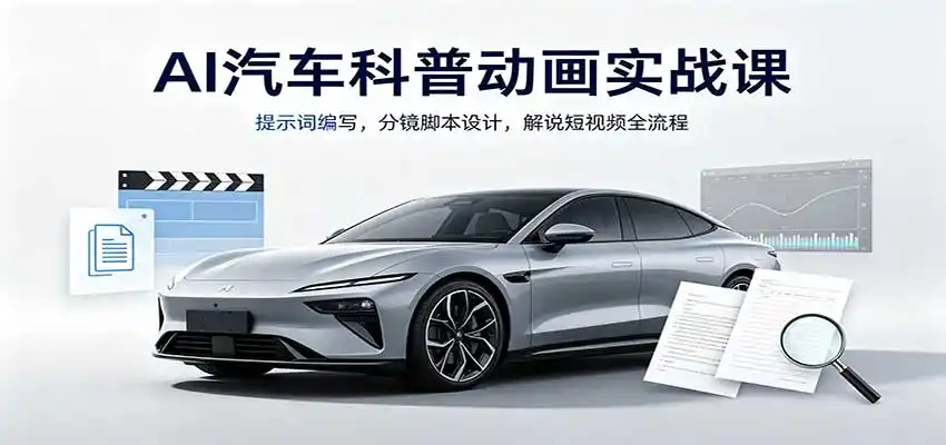 AI汽车科普动画实战课：提示词编写，分镜脚本设计，解说短视频全流程-钱途社