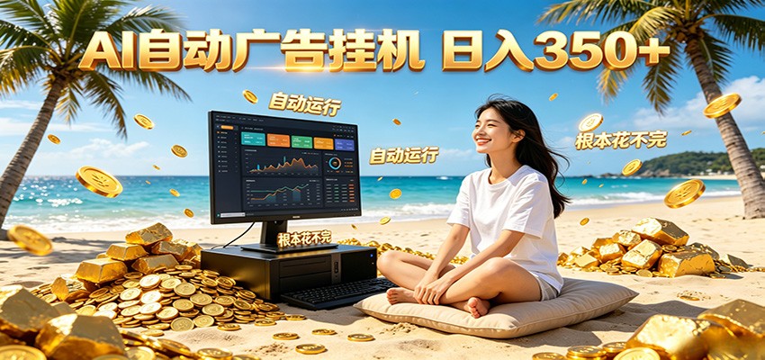 AI自动广告挂机 日入350+ 真正做到躺赚式变现，根本花不完！-钱途社
