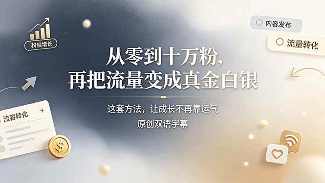 （19198期）从零到十万粉，再把流量变成真金白银——这套方法，让成长不再靠运气【原创双语字幕】-钱途社