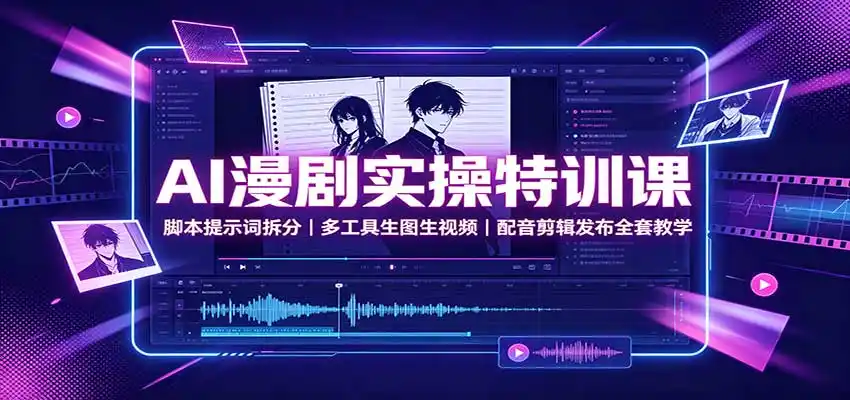 AI漫剧实操特训课：脚本提示词拆分，多工具生图生视频，配音剪辑发布全套教学-钱途社
