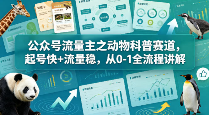 公众号流量主之动物科普赛道，起号快+流量稳，从0-1全流程讲解-钱途社