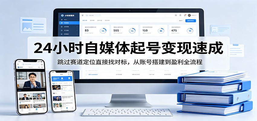 24小时自媒体起号变现速成，跳过赛道定位直接找对标，从账号搭建到盈利全流程-钱途社