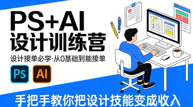 设计接单必学,PS+AI设计训练营,从0基础到能接单,手把手教你把设计技能变成收入-钱途社