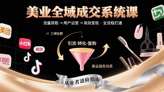 美业全域成交系统课程：帮助美业从业者打通从流量获取到高效变现全流程-钱途社