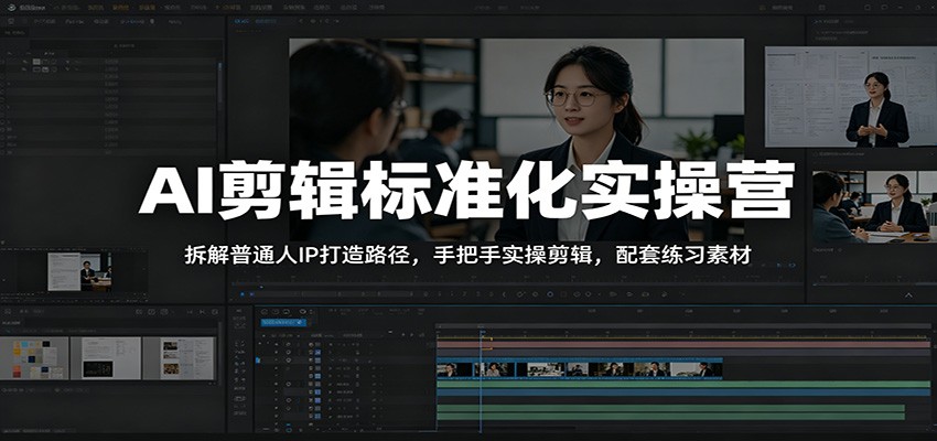 AI剪辑标准化实操营：拆解普通人IP打造路径，手把手实操剪辑，配套练习素材-钱途社