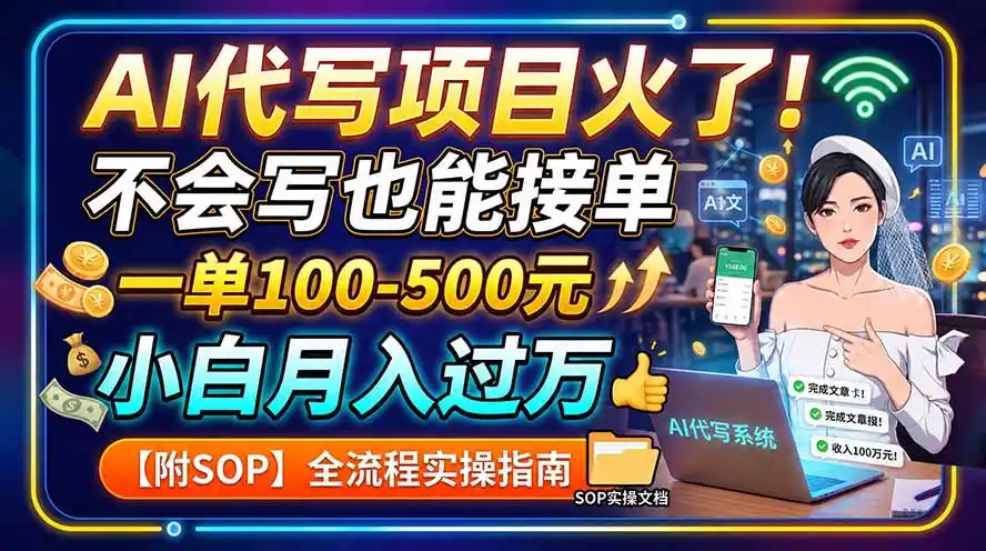 AI代写项目火了！不会写也能接单，一单100-500元，小白月入过万【附SOP】-钱途社