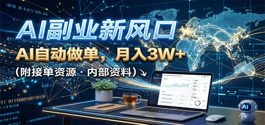 AI副业新风口，AI自动做单，月入3W+，附接单资源-钱途社