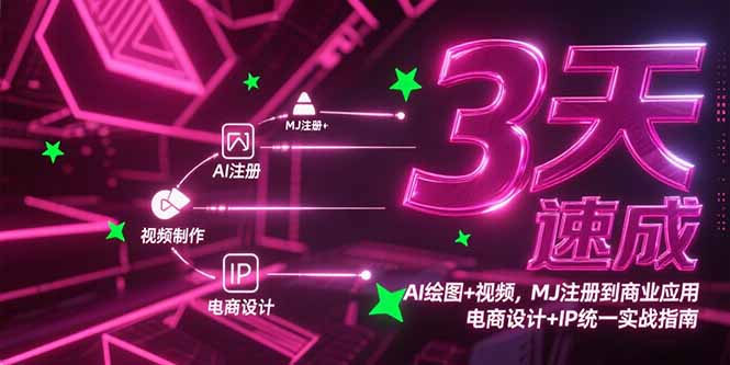 3天速成AI绘图+视频,MJ注册到商业应用,电商设计+IP统一实战指南-钱途社